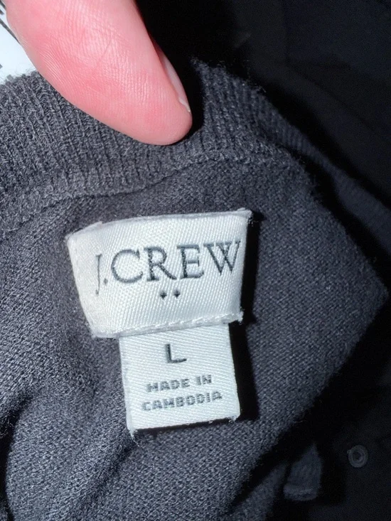 J Crew factory Classic Black Button-Up Cardigan Sz L - Picture 3 of 9